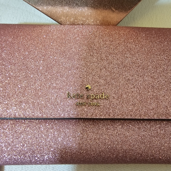 Kate spade EUC New York Bags Boxed Med Glitter Flap Phone Wristlet Wallet Pink - Picture 10 of 16